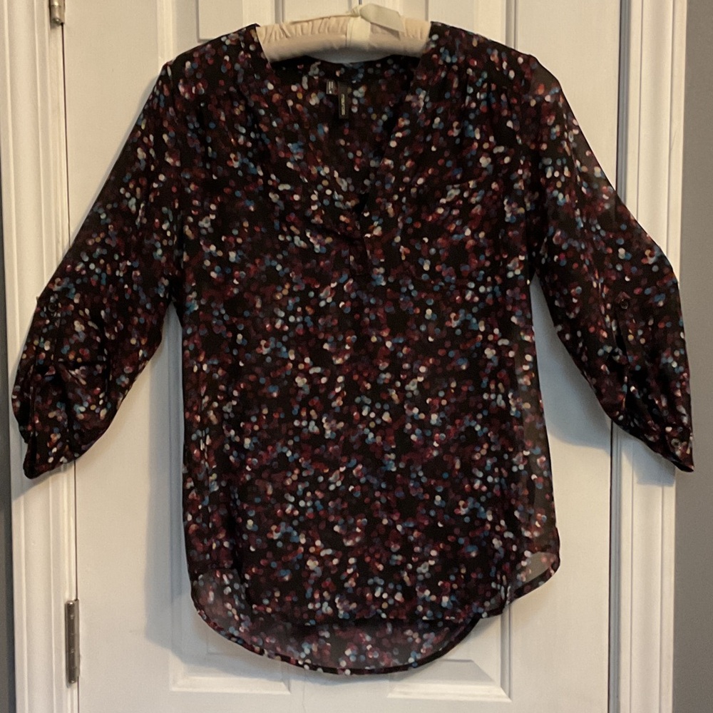Maurices V-Neck Blouse with Colorful Pattern